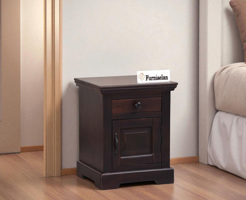 Ajmer Royal Sheesham Wood Bedside Table - Furniselan - Rosewood Finish
