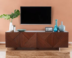 Albania Solid Wood Four Door Tv cabinet Furniselan - Brown-Finish