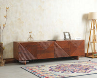 Albania Solid Wood Four Door Tv cabinet Furniselan Brown Finish