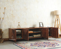 Albania Solid Wood Four Door Tv cabinet Furniselan Brown Finish