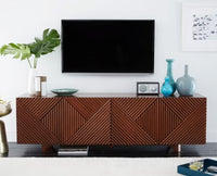 Albania Solid Wood Four Door Tv cabinet Furniselan - Brown-Finish