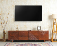 Albania Solid Wood Four Door Tv cabinet Furniselan Brown Finish