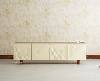 Albania Solid Wood Four Door Tv cabinet Furniselan White Finish