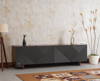 Albania Solid Wood Four Door Tv cabinet - Tv Cabinet - Furniselan - Slate-Grey