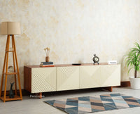 Albania Solid Wood Four Door Tv cabinet Furniselan White Finish