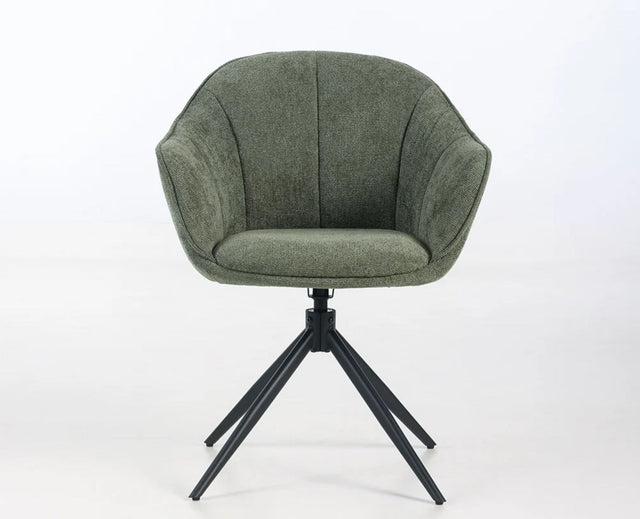 Alden Swivel Fabric Dining Chair - Olive Green