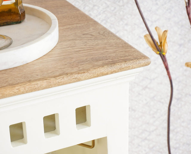 Alexandria Solid Wood Bar Cabinet Furniselan - Frosty White