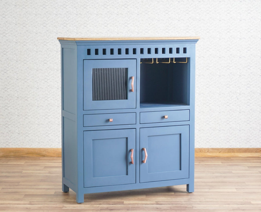 Alexandria Solid Wood Bar Cabinet Furniselan China-Blue