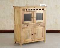 Alexandria Solid Wood Bar Cabinet Natural Finish
