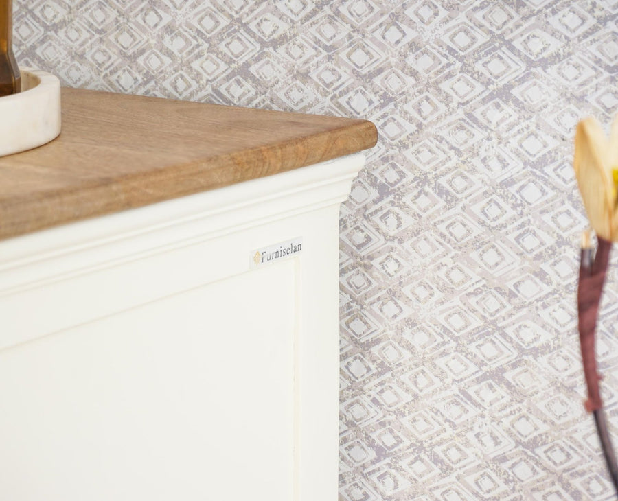 Alexandria Solid Wood Bar Cabinet Furniselan - Frosty White
