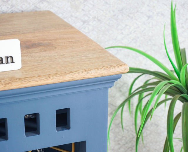 Alexandria Solid Wood Bar Cabinet Furniselan China-Blue
