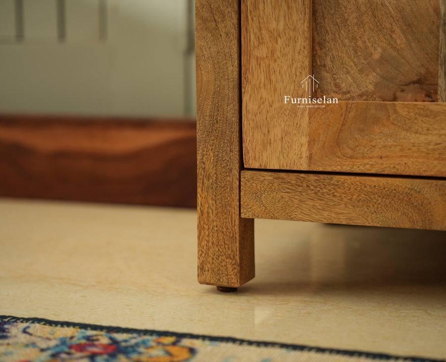 Alexandria Solid Wood Bar Cabinet Natural Finish