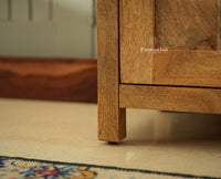 Alexandria Solid Wood Bar Cabinet Natural Finish