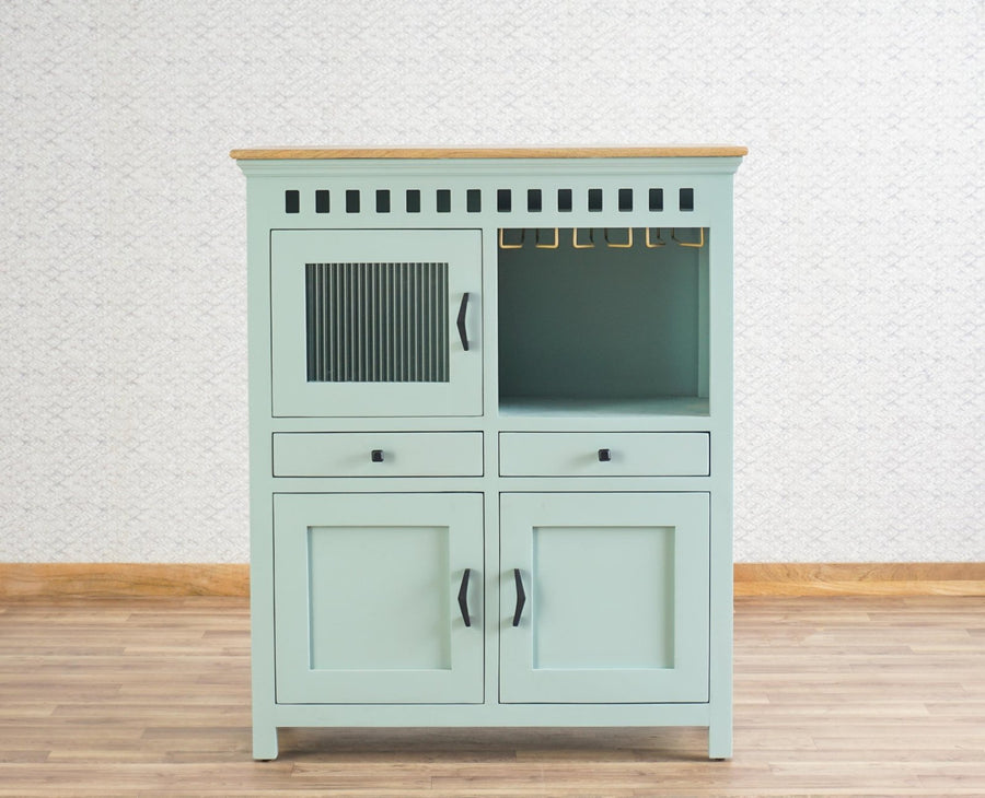 Alexandria Solid Wood Bar Cabinet Furniselan Silt-Green