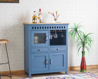 Alexandria Solid Wood Bar Cabinet Furniselan China-Blue