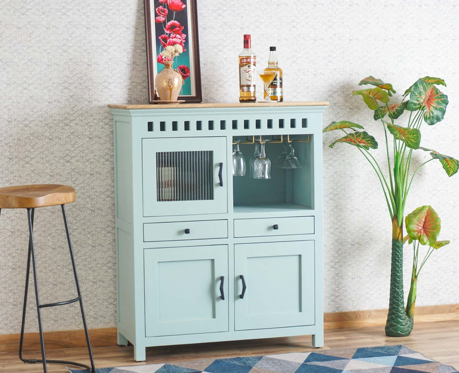 Alexandria Solid Wood Bar Cabinet Furniselan Silt-Green