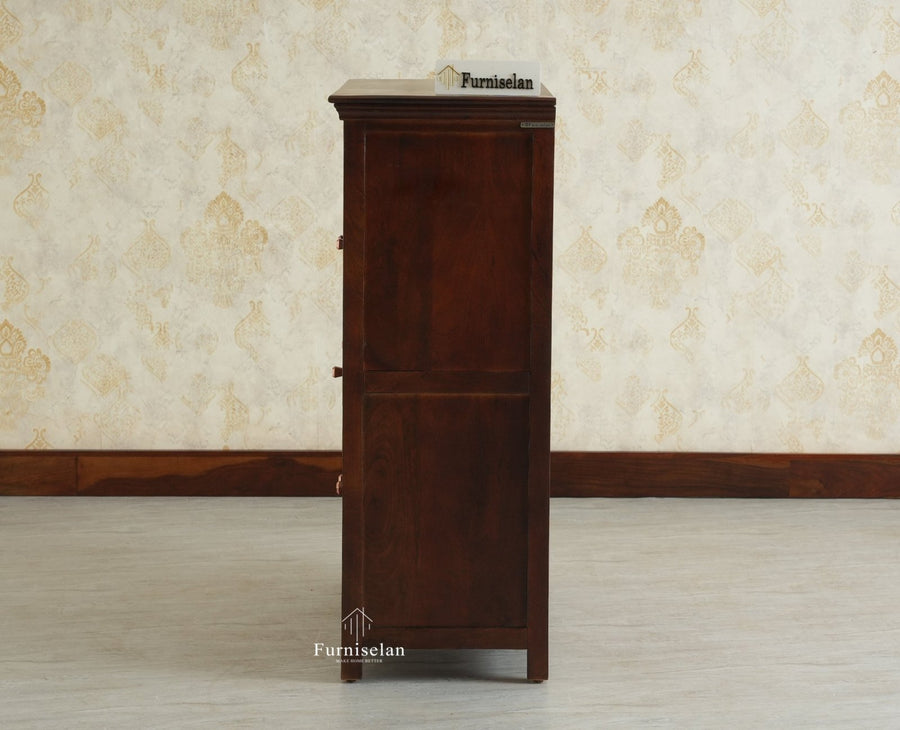 Alexandria Solid Wood Bar Cabinet Natural Finish Grey Finish