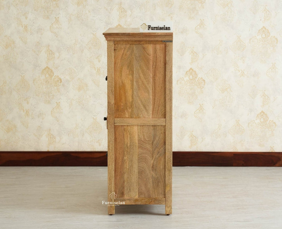 Alexandria Solid Wood Bar Cabinet Natural Finish