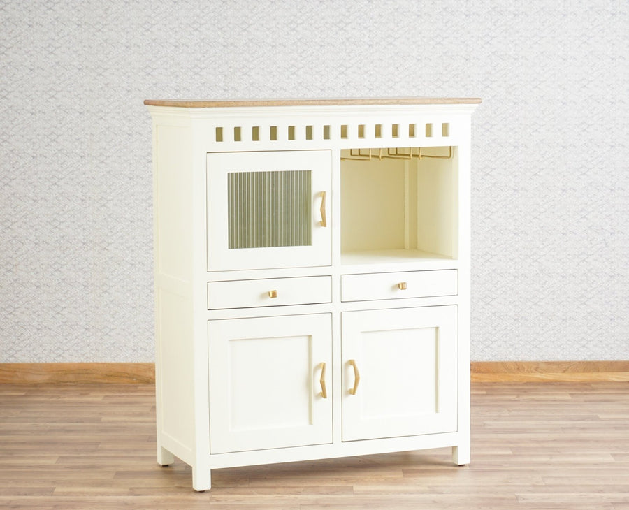 Alexandria Solid Wood Bar Cabinet Furniselan - Frosty White