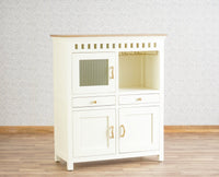 Alexandria Solid Wood Bar Cabinet Furniselan Milky-White