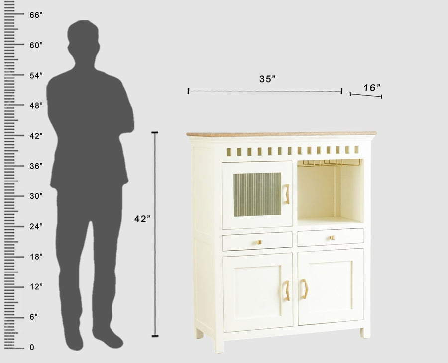 Alexandria Solid Wood Bar Cabinet Furniselan - Frosty White