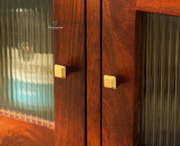 Alexandria Solid Wood Bar Cabinet Natural Finish Brown Finish