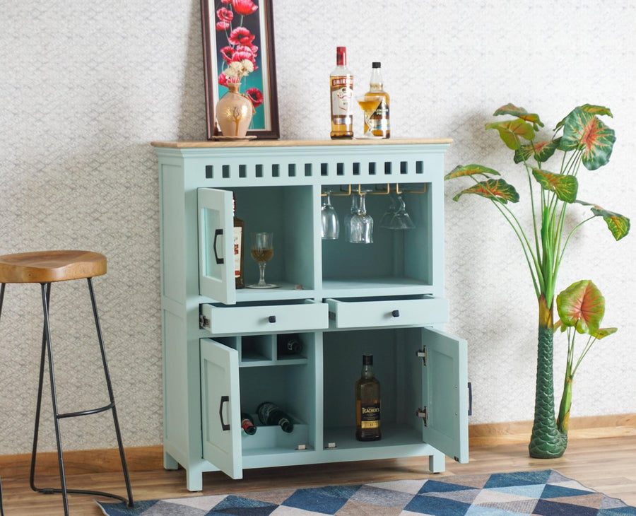 Alexandria Solid Wood Bar Cabinet Furniselan Silt-Green