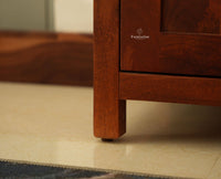 Alexandria Solid Wood Bar Cabinet Natural Finish Brown Finish