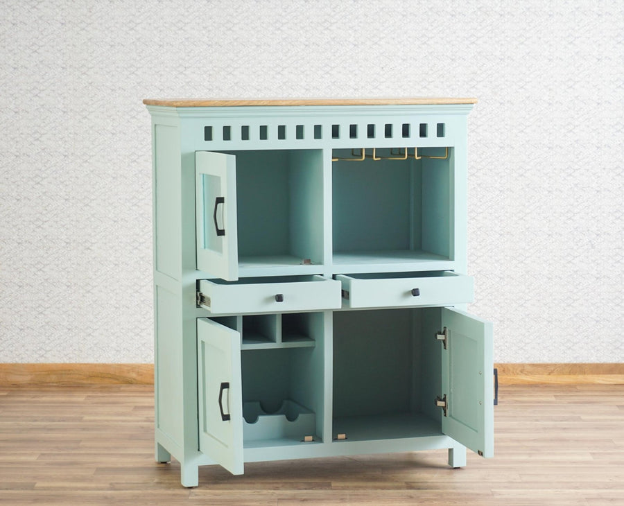 Alexandria Solid Wood Bar Cabinet Furniselan Silt-Green