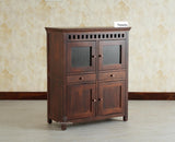 Alexandria Solid Wood Bar Cabinet Natural Finish Grey Finish