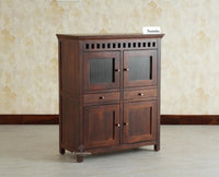Alexandria Solid Wood Bar Cabinet Natural Finish Grey Finish