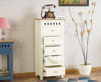 Alexandria Solid Wood Chest of Drawer- Five Drawer Furniselan Milky-White
