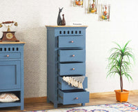 Alexandria Solid Wood Chest of Drawer- Five Drawer Furniselan China-Blue