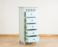 Alexandria Solid Wood Chest of Drawer- Five Drawer Furniselan Silt-Green