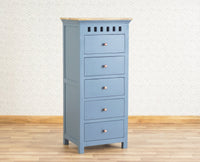 Alexandria Solid Wood Chest of Drawer- Five Drawer Furniselan China-Blue