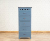 Alexandria Solid Wood Chest of Drawer- Five Drawer Furniselan China-Blue