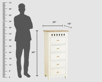 Alexandria Solid Wood Chest of Drawer- Five Drawer Furniselan Milky-White