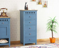 Alexandria Solid Wood Chest of Drawer- Five Drawer Furniselan China-Blue
