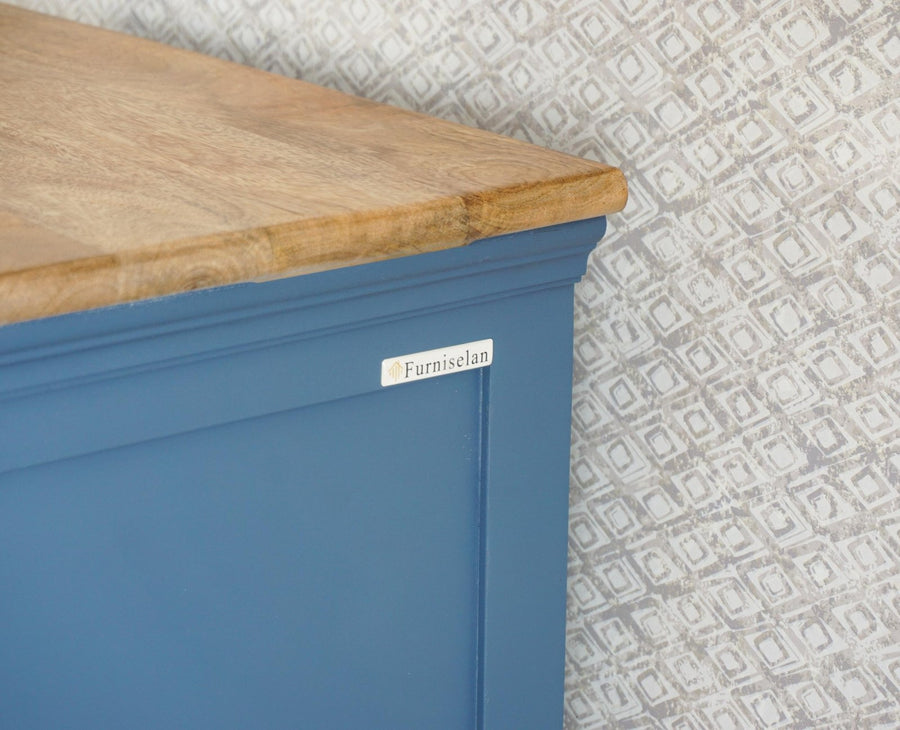 Alexandria Solid Wood Chest of Drawer- Five Drawer Furniselan China-Blue