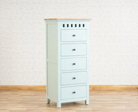 Alexandria Solid Wood Chest of Drawer- Five Drawer Furniselan Silt-Green
