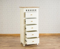 Alexandria Solid Wood Chest of Drawer- Five Drawer Furniselan Milky-White