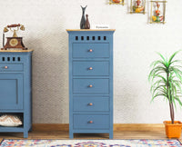 Alexandria Solid Wood Chest of Drawer- Five Drawer Furniselan China-Blue