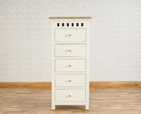 Alexandria Solid Wood Chest of Drawer- Five Drawer Furniselan Milky-White