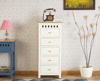 Alexandria Solid Wood Chest of Drawer- Five Drawer Furniselan Milky-White