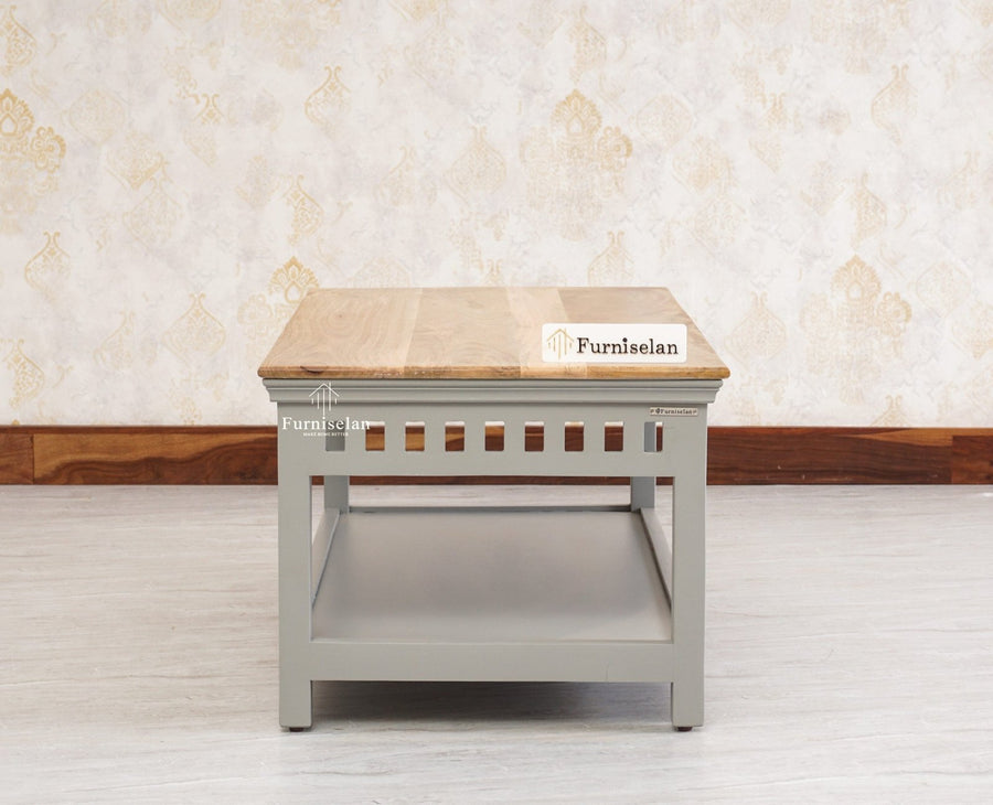 Alexandria Solid Wood Coffee Table Furniselan Cool-Grey