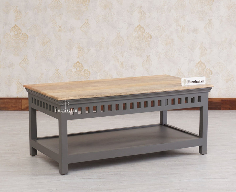 Alexandria Solid Wood Coffee Table - Coffee Tables - Furniselan Slate-Grey