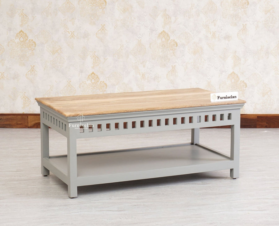 Alexandria Solid Wood Coffee Table Furniselan Cool-Grey
