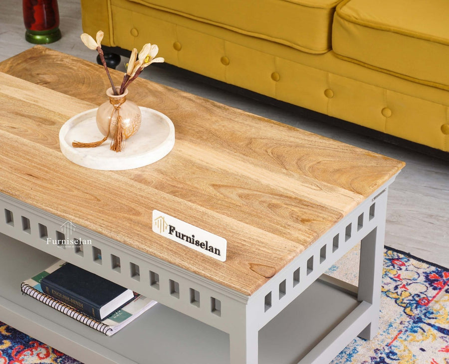 Alexandria Solid Wood Coffee Table Furniselan Cool-Grey