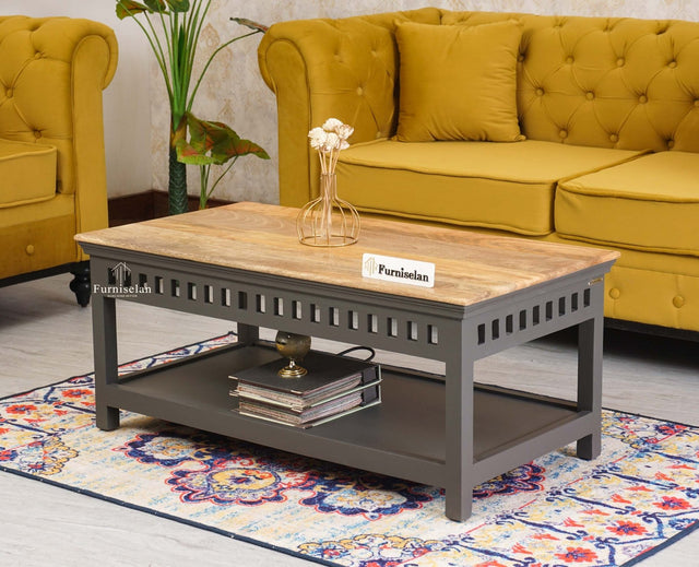 Alexandria Solid Wood Coffee Table - Coffee Tables - Furniselan Slate-Grey