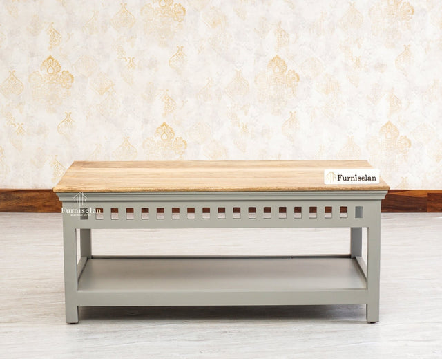 Alexandria Solid Wood Coffee Table Furniselan Cool-Grey